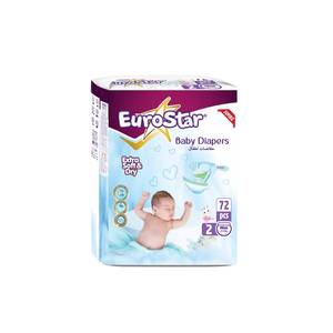 Couches jetables Eurostar pour bébé, haute qualité, super absorbantes, respirantes, en tissu non tissé doux, imprimées, avec canaux anti-fuites 3D - Product Image 1