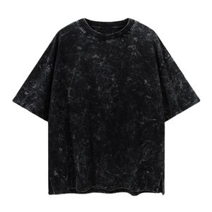 Custom Men's Acid Wash T-Shirts 100% Cotton Breathable Quick Dry Eco-Friendly Regular Fit Lightweight <b>Knitted</b> Solid Anti-UV - Product Image 1