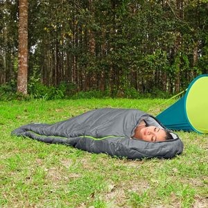 Lightweight 230x80cm Grey/Green Camping <b>Sleeping</b> <b>Bag</b> with Tear-Proof Zipper Includes Transport - Product Image 3