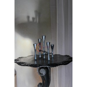 Candelabro pulido negro y plateado de 5 brazos, tarro de vela, iluminación decorativa única para boda, mesa de comedor, decoración de fiesta - Product Image 3