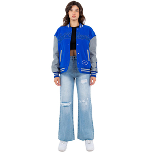 Blouson aviateur de baseball Varsity Letterman pour hommes Blouson d'hiver en laine à col montant et manches en cuir Veste universitaire à motifs - Product Image 5