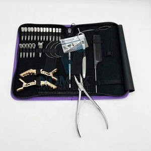 Kit d'outils d'extension de cheveux professionnels pince d'extension de forme plate en acier inoxydable pinces à cheveux pinces crocodiles rasoir de coupe de cheveux - Product Image 4