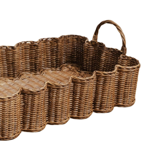 Meilleure vente plateau de service en osier de rotin ondulé panier naturel tissé à la main avec poignées pour le petit déjeuner nourriture boisson cuisine décor à la maison - Product Image 3