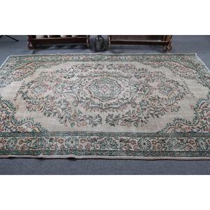 Tapis turc vintage 5,9x9,9 pieds, tapis à bordures vertes - Product Image 3