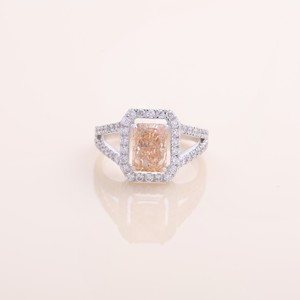 IGI Certified Radiant Cut Yellow Lab Grown Diamond Halo <b>Split</b> Shank Engagement-Wedding <b>Ring</b> 9K White/Rose/Yellow Gold Rhodium - Product Image 1