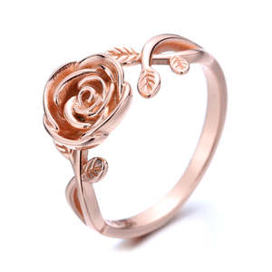 Adjustable Bypass <b>Ring</b> in Sterling <b>Silver</b> 14K Rose Gold Stylish Inlay on Stainless Steel Gift Rose Gold Plated Opening <b>Ring</b> - Product Image 1