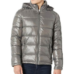 Customizable Men's Winter Designer Bubble Puffer Jacket Hooded Down Bomber with Front Logo <b>Plus</b> <b>Size</b> Winter <b>Coat</b> - Product Image 1