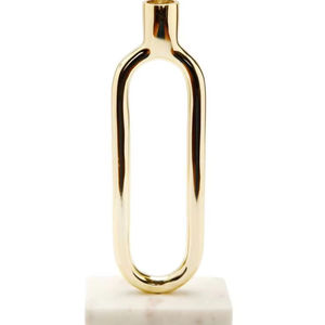 Support de bougie plaqué or pour la maison, les mariages, les événements, la décoration de table, support de bougie en métal avec base en marbre - Product Image 1