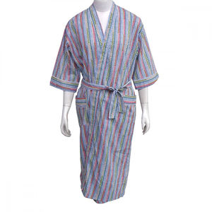 Kimono envolvente con correa de espagueti de tamaño libre Cambric 100% algodón suave transpirable con estampado de bloque indio de alta calidad - Product Image 1