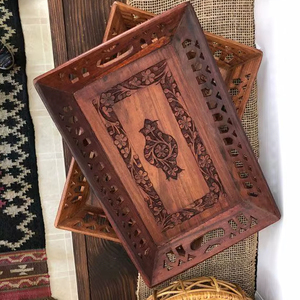 Bandeja Redonda de Resina de Diseño Art Deco, Hecha a Mano para Servir Aperitivos, Bebidas, Decoración Elegante y Natural para la Cocina - Product Image 1