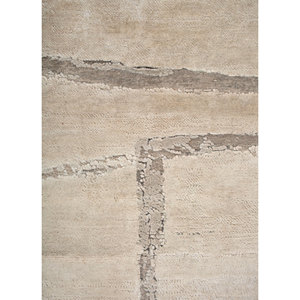 Entropy Ivory Hand Knotted Wool Silk <b>Rugs</b> Organic Cotton Abstract Puzzle Hallway for Home Living Room <b>Jute</b> <b>Rug</b> for Home - Product Image 3