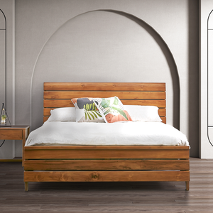 Mesita de noche de teca elegante y minimalista con 1 cajón para decoración de dormitorio - Product Image 4