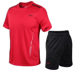 Ensembles de course à séchage rapide pour hommes, respirants, pour la randonnée, la pêche, T-shirt court, doux, élastique, tenues de sport pour la salle de gym, sports de plein air - Product Image 2