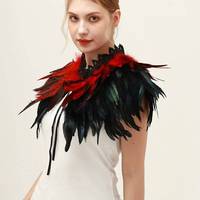Chal de Encaje Suave con Plumas, Estilo Gótico, Cosido a Mano, Unisex, para Disfraces de Carnaval, Halloween, Mascarada, Cosplay