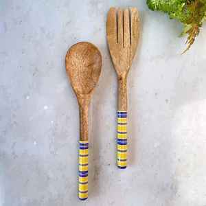 Cuillère de service en bois avec support pour mariage comprend une fourchette couteau cuillère en bois - Product Image 1