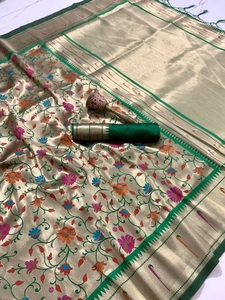 Saris en soie Pure Zari de qualité Standard, vêtements indiens de conception traditionnelle pour Festival du fournisseur indien - Product Image 6