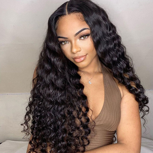 Venta al por mayor de alta calidad de la cutícula alineados Remy cabello humano vietnamita de moda de onda profunda peluca 5X5 extensiones de cabello frontal y paquete - Product Image 1