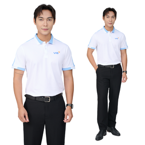 Polo de ajuste flexible para hombre, mezcla de LICRA de 175g/m2, panel de hombros de secado rápido, logotipo personalizado al por mayor de bajo costo - Product Image 1