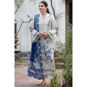 MOTIFZ-3PC Chemise en tissu de dentelle brodée lourde et respirante pour femme avec dupatta imprimé en soie et pantalon - BIC-4906 pour Lawn! - Product Image 3