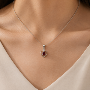 Pendentif Breloque Goutte de Grenat Fait Main Plaqué Rhodium en Or Rose - Product Image 5