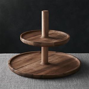 แท่นวางเค้กไม้อะคาเซียถาดไม้กลมสำหรับเสิร์ฟเค้กและผลไม้ - Product Image 2