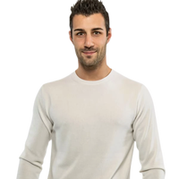 Pull à col rond pour homme G Man Latte, style italien, hiver, ODM, classique, élégant, hypoallergénique, ultra fin, en fibre de lait, tricoté, pur