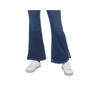 Calvin Klein Jeans Pantaloni a Zampa d'Elefante da Donna a Vita Alta in Denim Stampato Casual con Orlo a Spacco Taglie 2XL e XL Blu Traspiranti e Comodi - Product Image 3