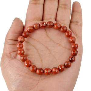 Bracelet en jaspe rouge naturel, perles rondes de 8 mm, pour la force, le courage, la stabilité, l'énergie positive, chargé de Reiki - Product Image 1