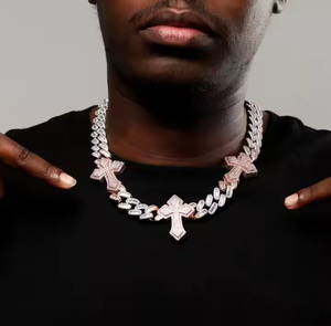 Chaîne à maillons cubains Miami de luxe entièrement glacé D Yash clouté testeur de diamants vérifier Moissanite colliers de mode de l'inde - Product Image 1