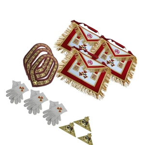 Masonic Regalia Royal Arch Apron Set-High Priest's Full Embroidered Apron (3 Sets) Durable Shape Eco-Friendly Safety <b>Pin</b> <b>Badge</b> - Product Image 3