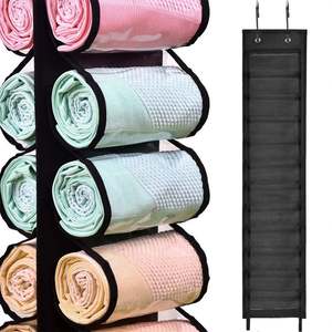 24 Roll Yoga Legging Storage <b>Organizer</b> Hanging Storage Bag Clothes T-Shirt Towel Underwear Closets Roll Holder - Product Image 2