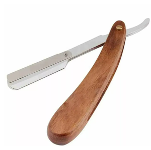 Rasoir droit en acier inoxydable à lame unique avec manche en bois pour le visage et le corps des hommes - Product Image 1