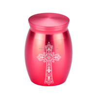 Urna para Mascotas de Aluminio Grabada con Cruz Cristiana, Tapa de Rosca Anticorrosión, Recipiente para Cenizas, Empaquetado en Caja de Regalo, Contenedor Conmemorativo para Venta al por Mayor