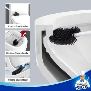 MR.SIGA Toilet Bowl Brush and <b>Holder</b>, Wall Mounted Toilet Brush, White - Product Image 3