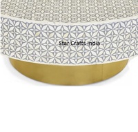 Table basse moderne ronde en os et résine avec taille personnalisée Star Crafts India Home Furniture