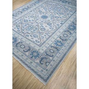 Alfombra de Lana Anudada a Mano Erbe Azul, Rectangular de 9x12, con Patrón de Medallón, para Decoración de Sala de Estar Juvenil - Product Image 2