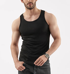 Camiseta sin mangas atlética de secado rápido para hombre, para entrenamiento de gimnasia, rendimiento deportivo, transpirable, sin mangas, camisa de entrenamiento bordada informal - Product Image 1