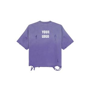 Nueva camiseta recortada lavada desgastada al sol desgastada al por mayor, camiseta cuadrada, fabricante de camisetas de gran tamaño de algodón 100% - Product Image 6