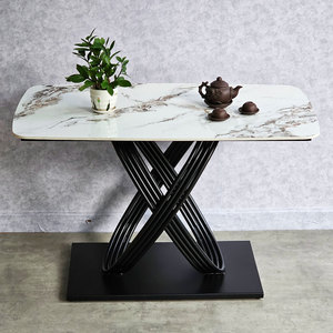 Modern Artistic 120x70cm Rectangular <b>Dining</b> <b>Table</b> with Iron Legs and Stone Top BA166 - Product Image 3