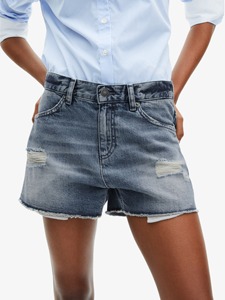 Pantalones cortos de mezclilla de cintura alta a la moda para mujer, vendedores de moda personalizados, verano informal para damas jóvenes, aspecto rasgado desgastado lavado - Product Image 2