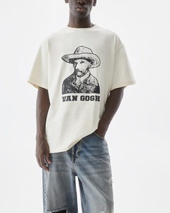 T-shirt imprimé en maille surdimensionné pour homme, style 2025, haute qualité, personnalisé OEM, 100% coton, épaules tombantes, imprimé des deux côtés - Product Image 3