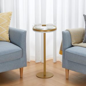 Table d'appoint ronde en métal et pierre de marbre de style moderne Table d'appoint sur pied pour le salon et les petits espaces - Product Image 3