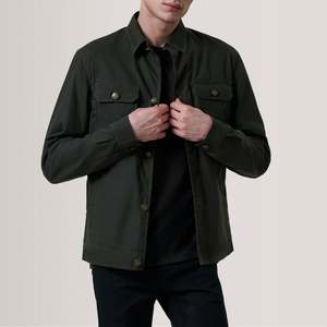Irwin Vintage Leather Field <b>Jacket</b> Olive Waxed Canvas Zippered ODM Workwear Camouflage Patchwork for Autumn Spring Seasons XS - Product Image 1