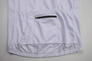 Robe de cyclisme couleur blanche demi-fermeture à glissière avec ensemble court vente en gros de polyester pour vêtements de sport uniformes d'extérieur respirants - Product Image 4