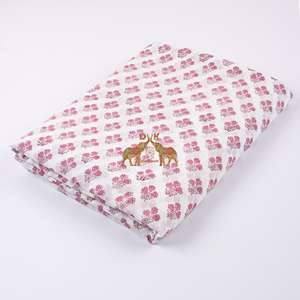 Tissu en coton imprimé à la main avec des motifs floraux traditionnels indiens, nouvelle arrivée, matière douce et légère pour les rideaux et les jouets pour garçons - Product Image 5