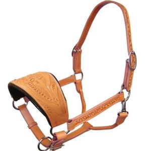 Cabestro de caballo de cuero mecanizado a mano personalizado, banda para la nariz ajustable y corona de doble hebilla, cabestro de caballo de cuero para herramientas occidentales - Product Image 2