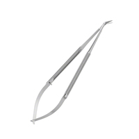 Ciseaux micro-chirurgicaux ophtalmiques industriels professionnels à ressort, angulés à 45 degrés, en acier inoxydable tranchant, à bord lisse, en métal