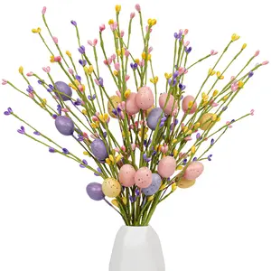 Easter Day Gifts Artificial Flowers Pink Berry Flower Stems Berry Picks For Flower Arrangement Table Centerpiece DIY Crafts