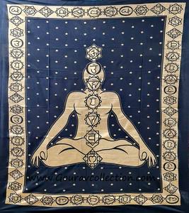 Tapices colgantes de pared para decoración del hogar, Sábana de tela de algodón, color negro, Horizontal, estampado de 7 Chakras, tamaño único, GC-TP-194-D - Product Image 1