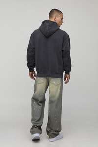 OEM gris délavé à l'acide couleur haute qualité grande taille sweat à capuche en coton unisexe hiver impression personnalisée logo hommes pull à capuche 2025 - Product Image 3